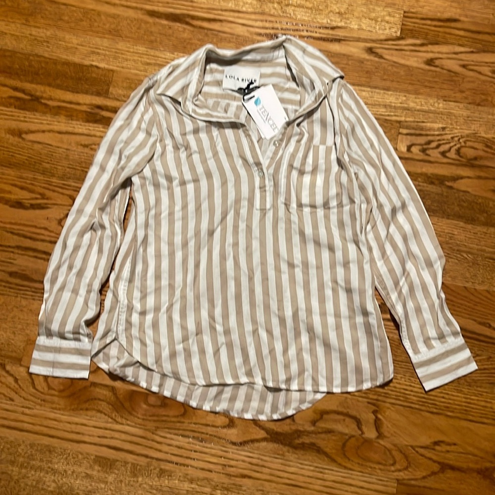 Tan & White Striped Half Sleeve
